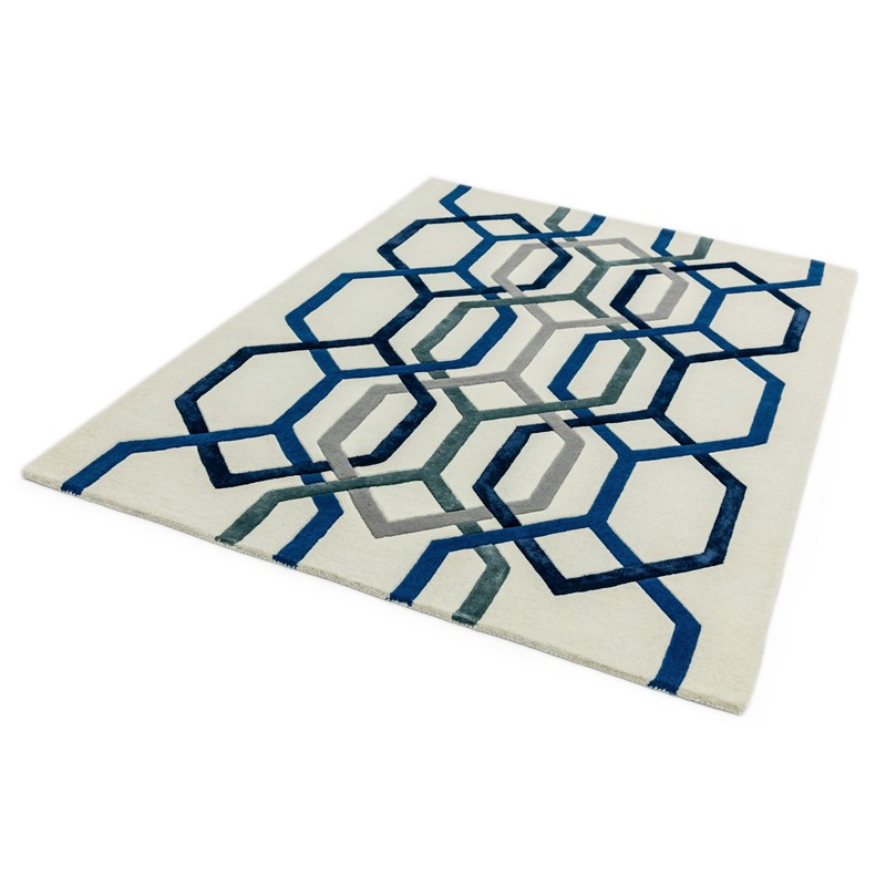 Matrix Hexagon MAX65 Rugs in White buy online from the rug seller uk