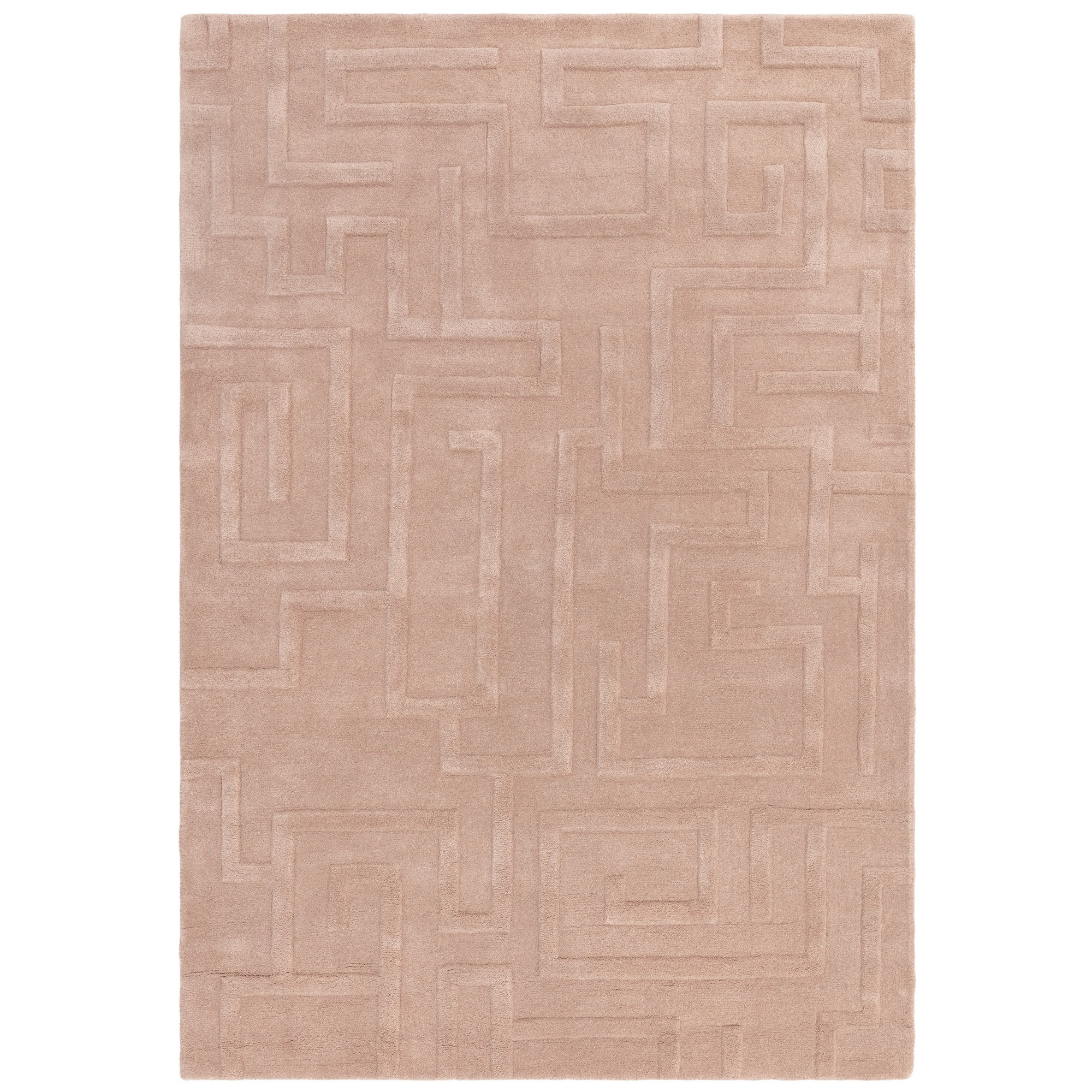 Maze Modern Classic Hand Tufted Wool Rugs In Blush Pink