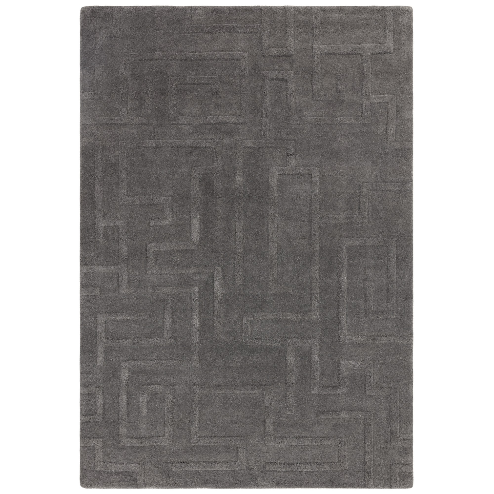 Maze Modern Classic Hand Tufted Wool Rugs In Charcoal Grey