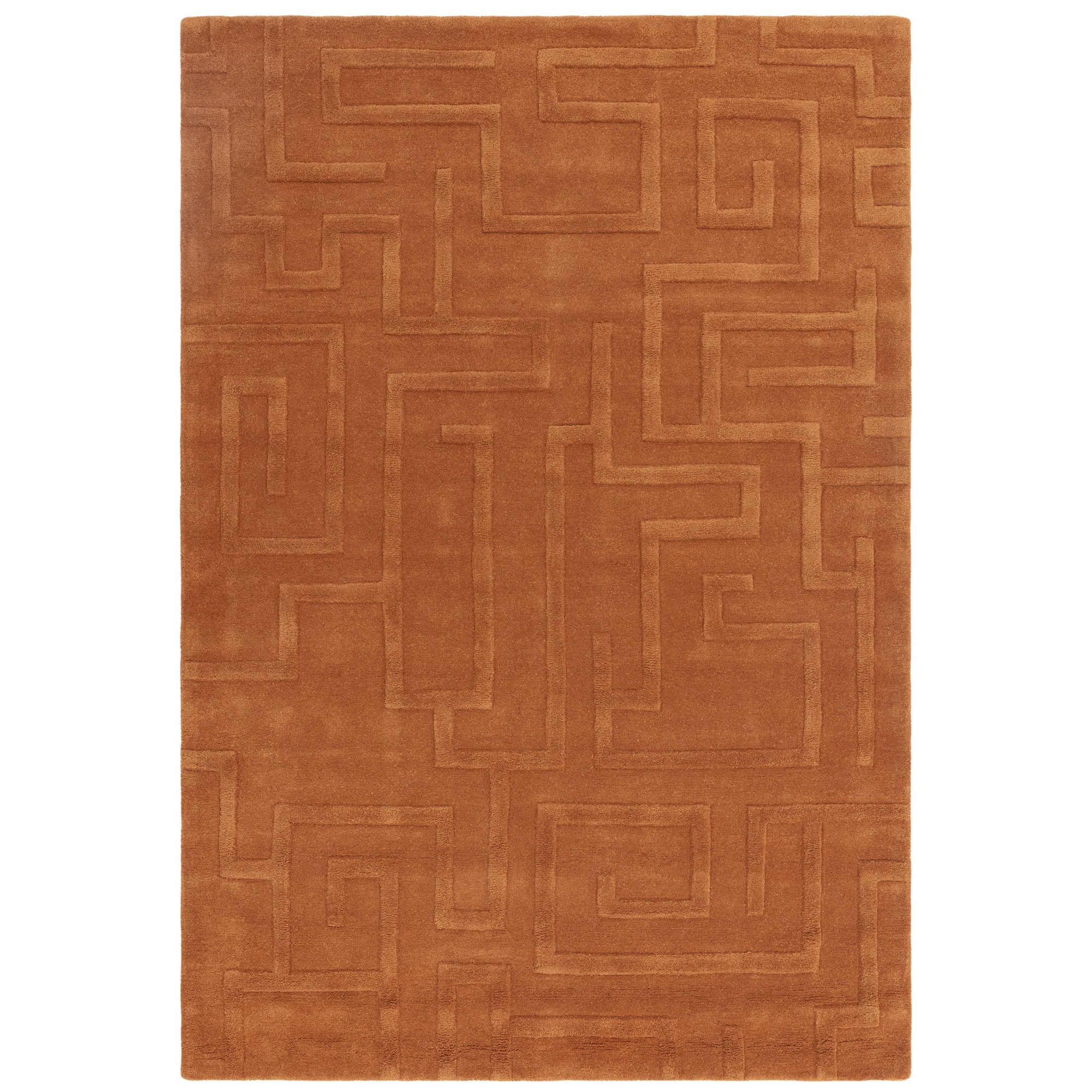 Maze Modern Classic Hand Tufted Wool Rugs In Rust Orange