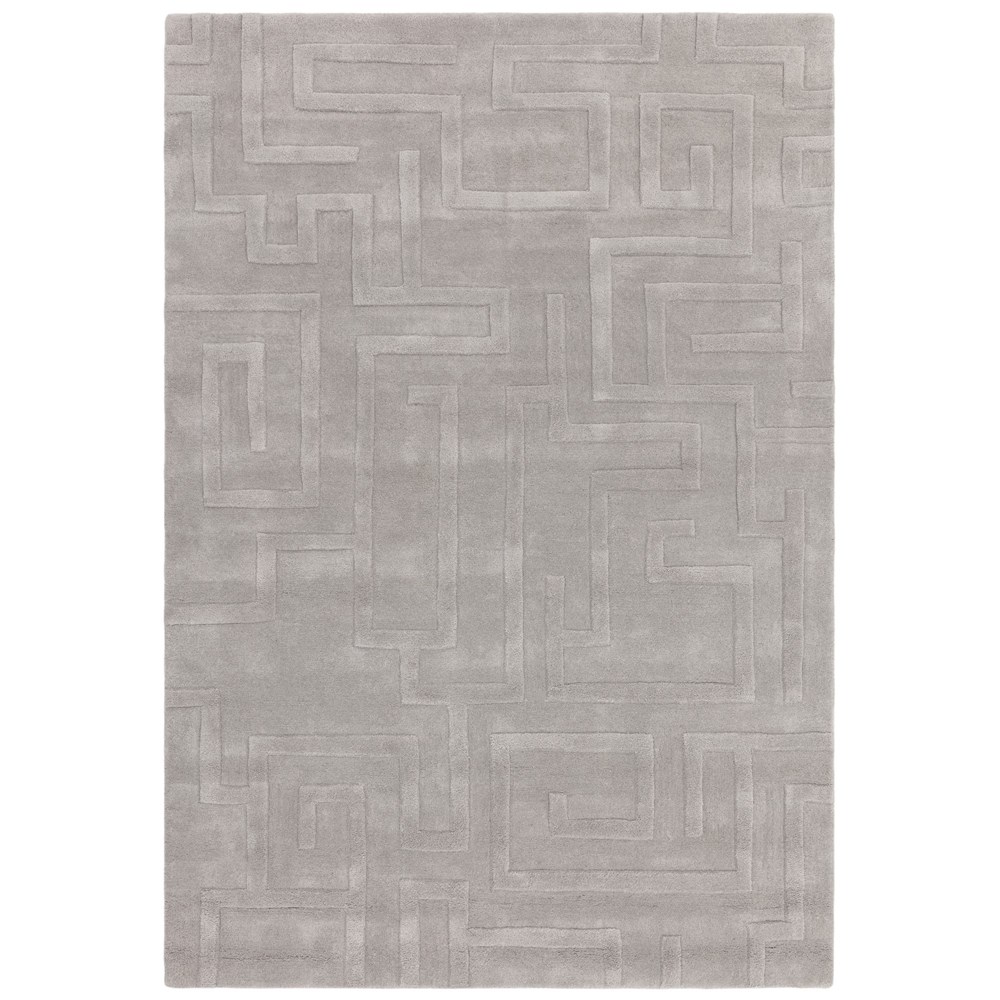 Maze Modern Classic Hand Tufted Wool Rugs in Silver Grey