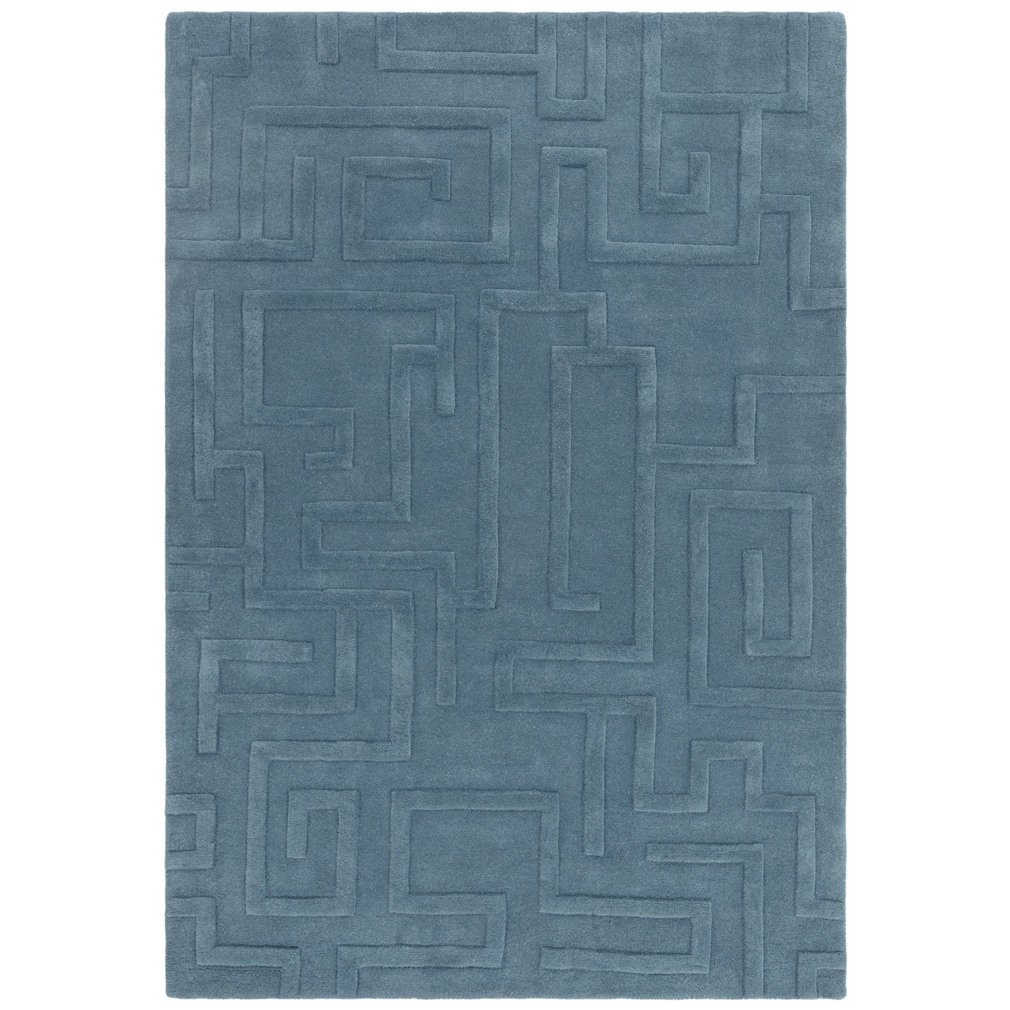 Maze Modern Classic Hand Tufted Wool Rugs In Teal Blue