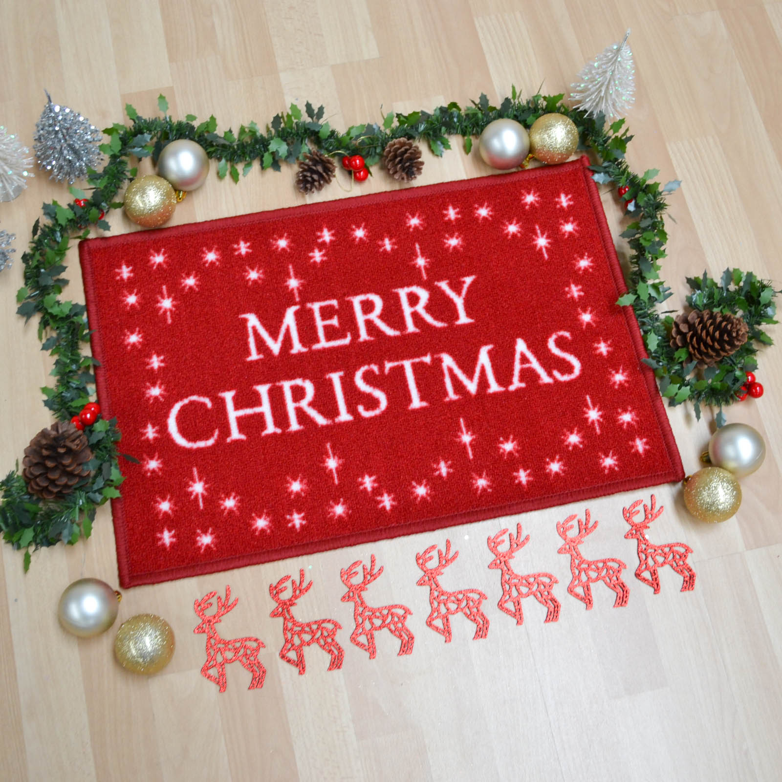 Merry Christmas Festive Mat - Free UK Delivery - The Rug Seller