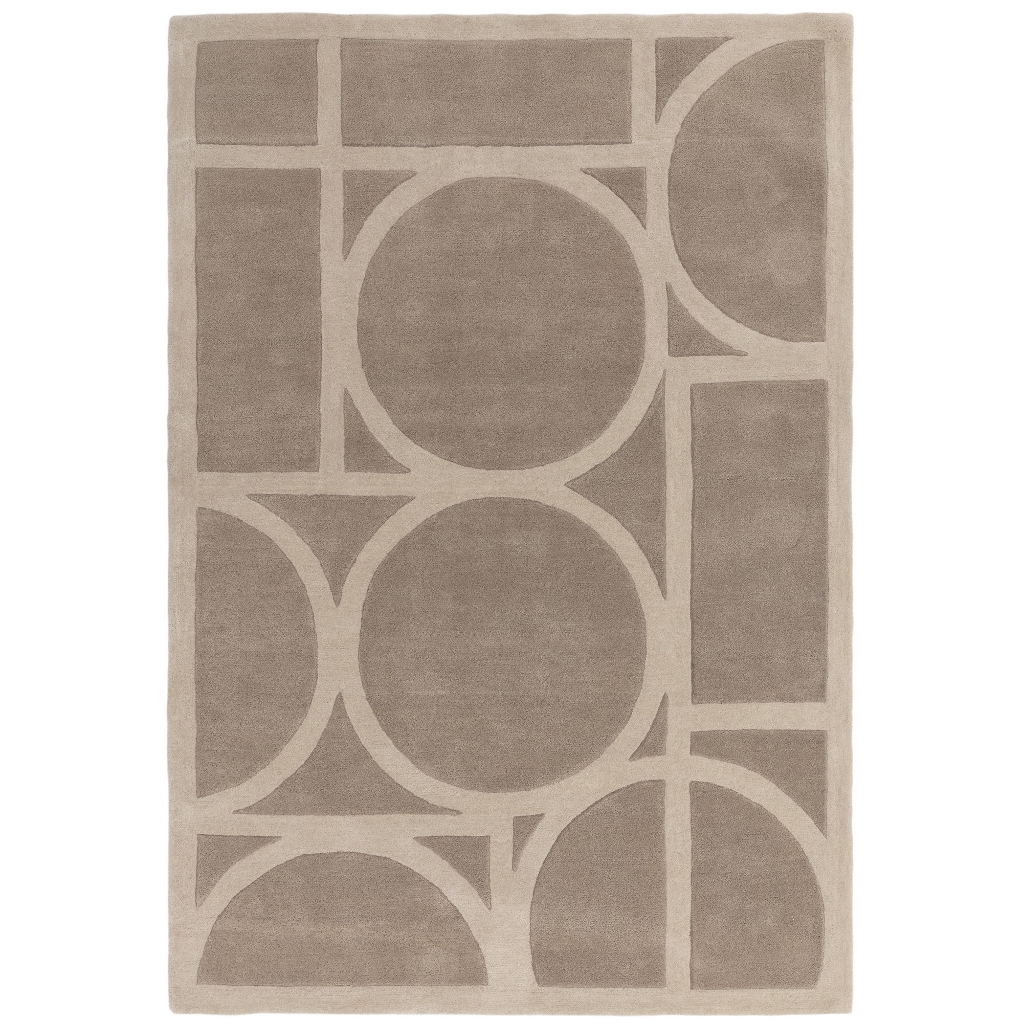 Metro Geometric Carved Wool Rugs In Taupe Beige