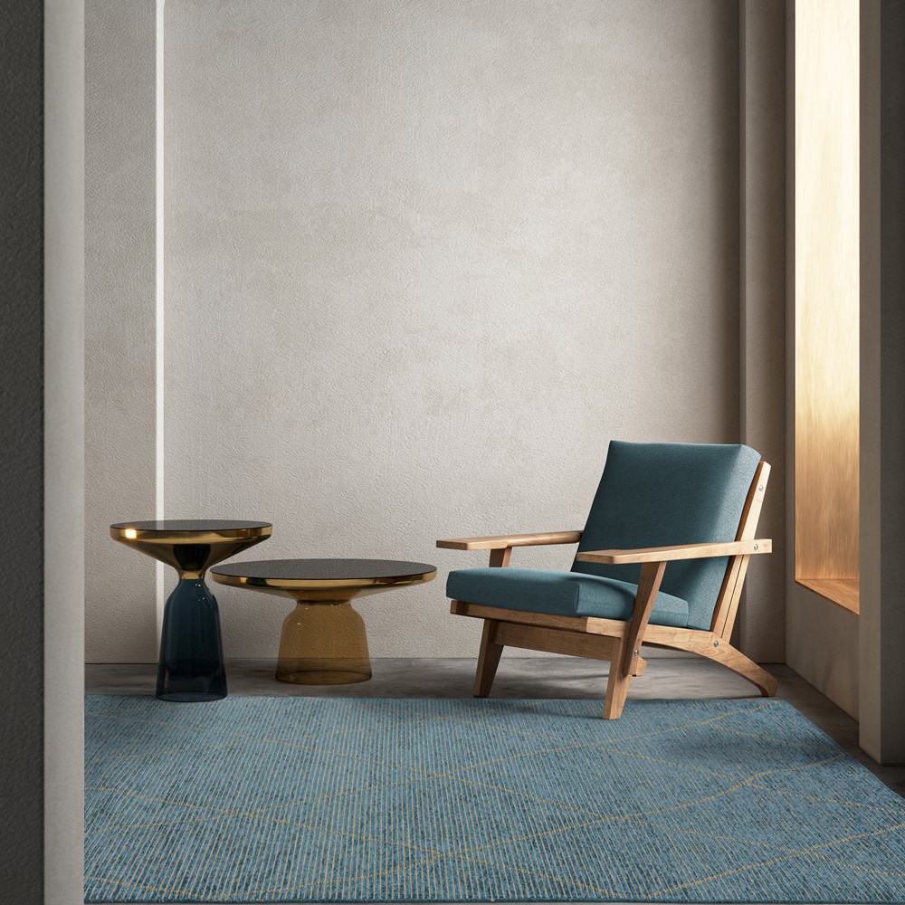 Mulberry Berber Jute Flatweave Rugs in Teal Blue