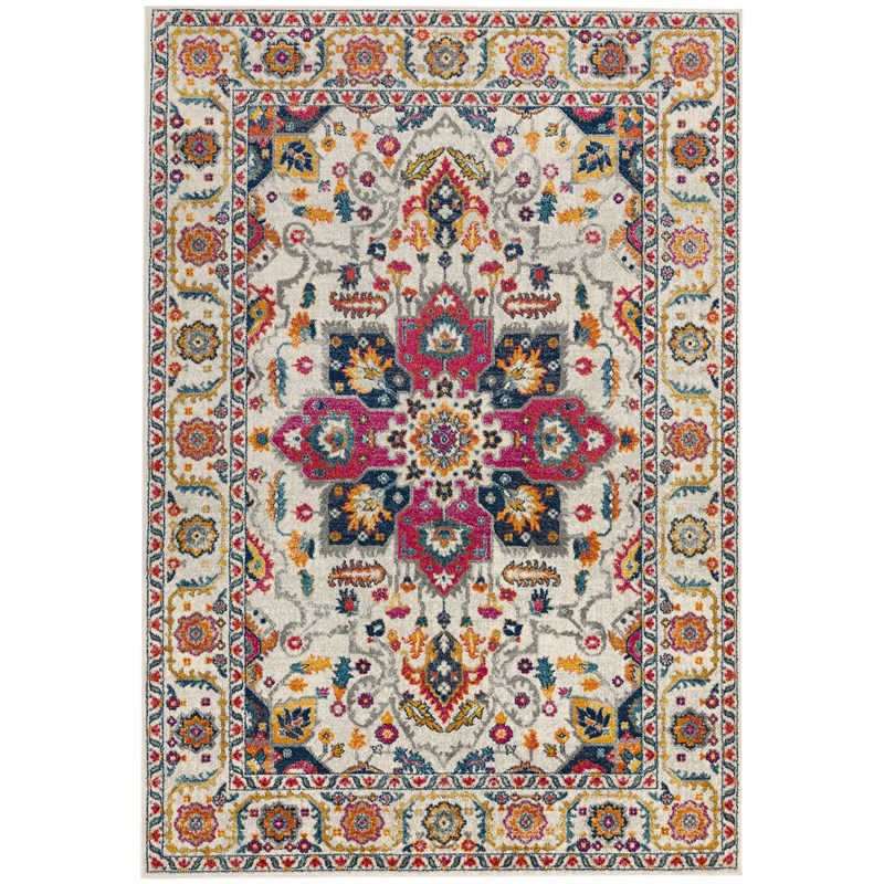 Nova Persian Rugs NV24 in White Multi buy online from the rug seller uk