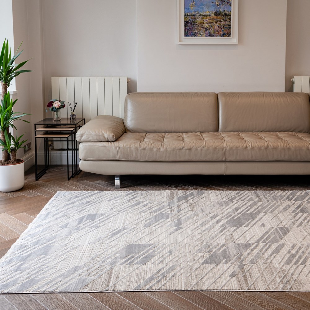 Onyx ONX09 Abstract Rugs in Silver Beige