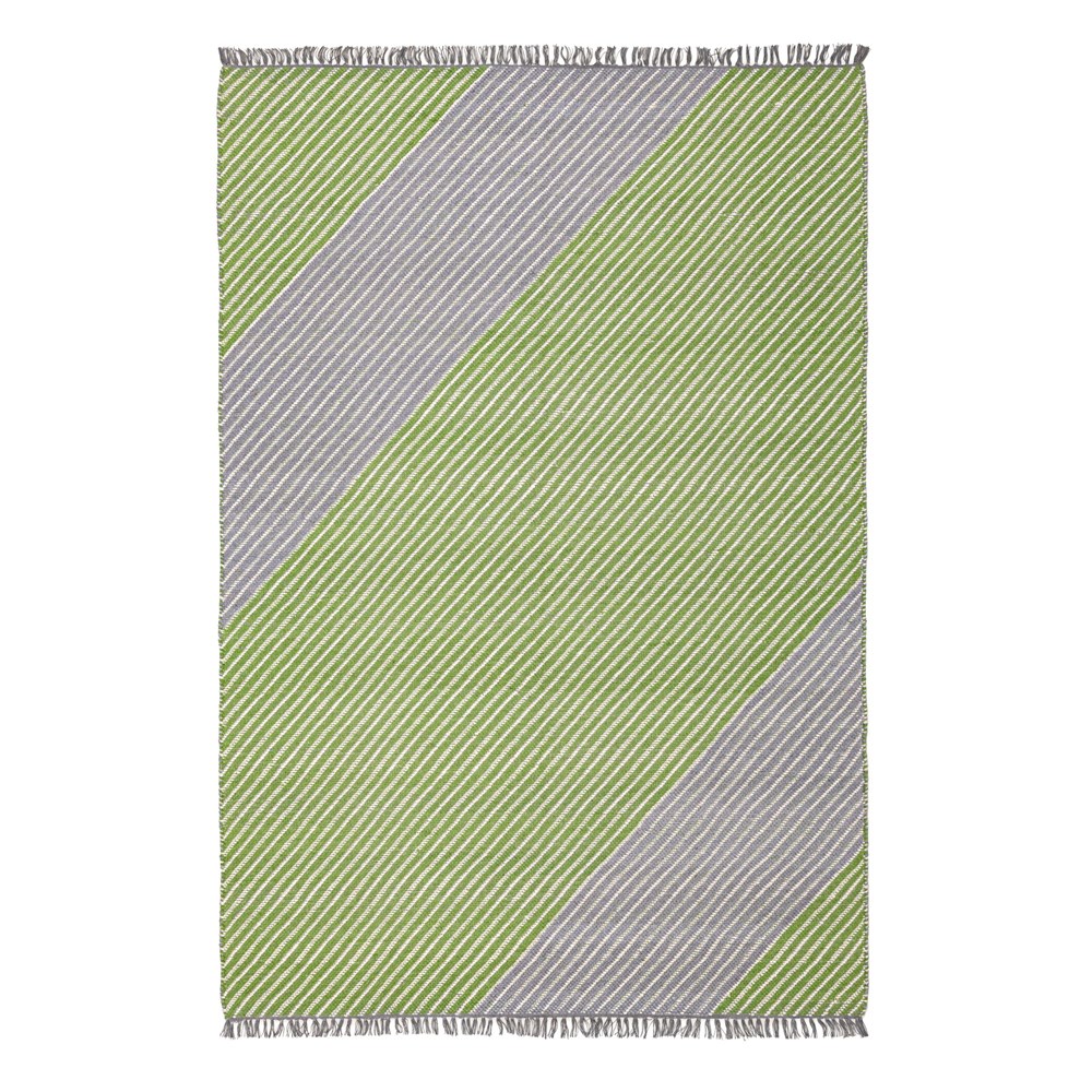 Oslo OSL701 Wool Stripe Rugs in Lime Green