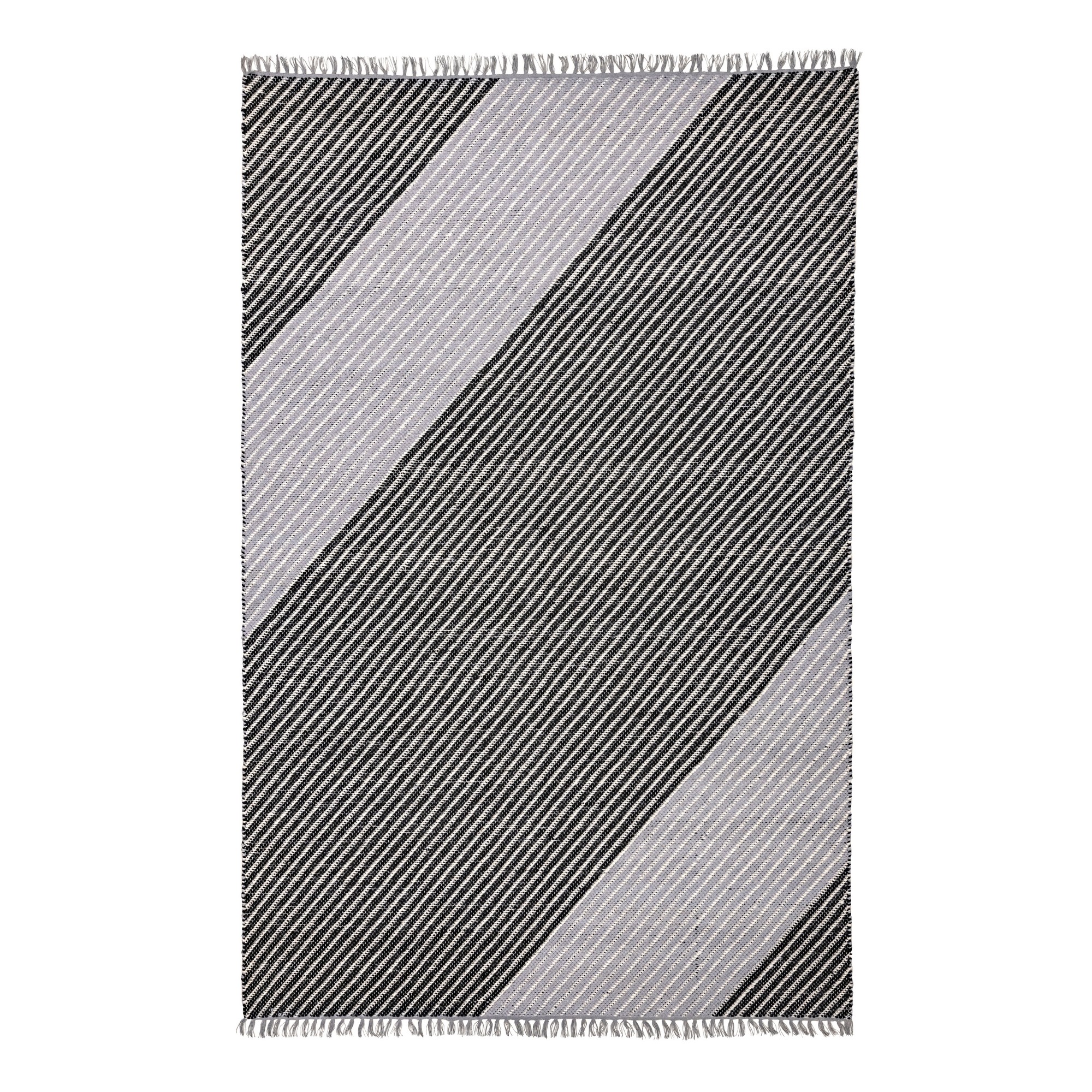 Oslo Osl701 Wool Stripe Rugs In Onyx Grey