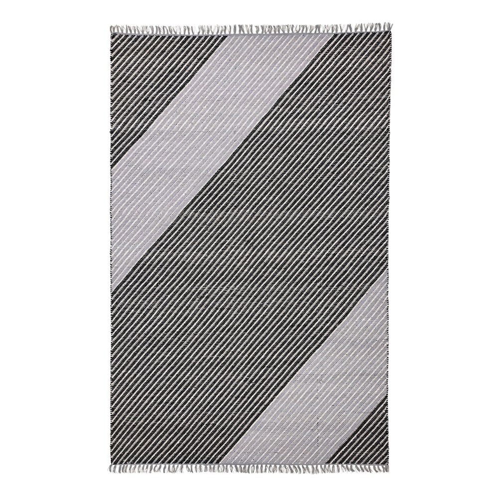 Oslo OSL701 Wool Stripe Rugs in Onyx Grey