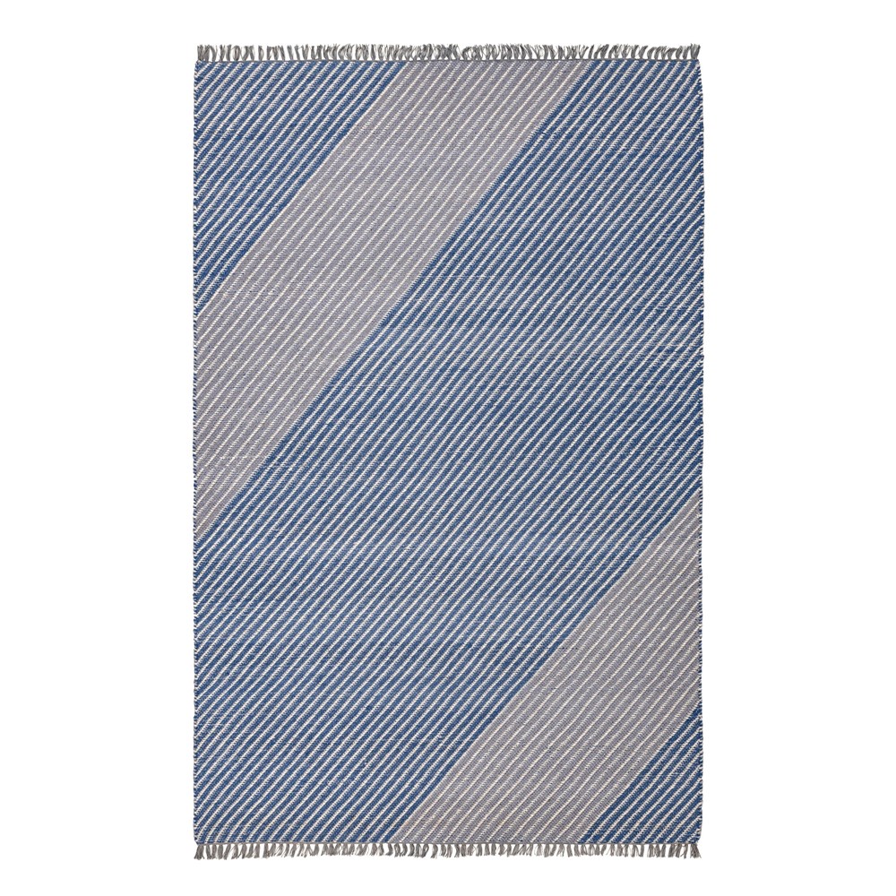 Oslo OSL701 Wool Stripe Rugs in Pacific Blue