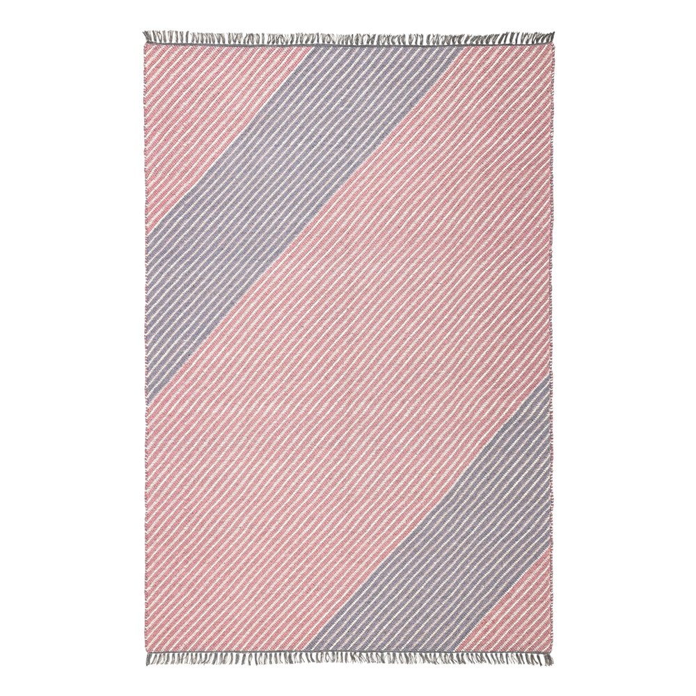 Oslo OSL701 Wool Stripe Rugs in Peony Pink