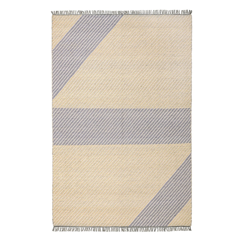 Oslo OSL702 Wool Geometric Stripe Rugs in Lemon Yellow