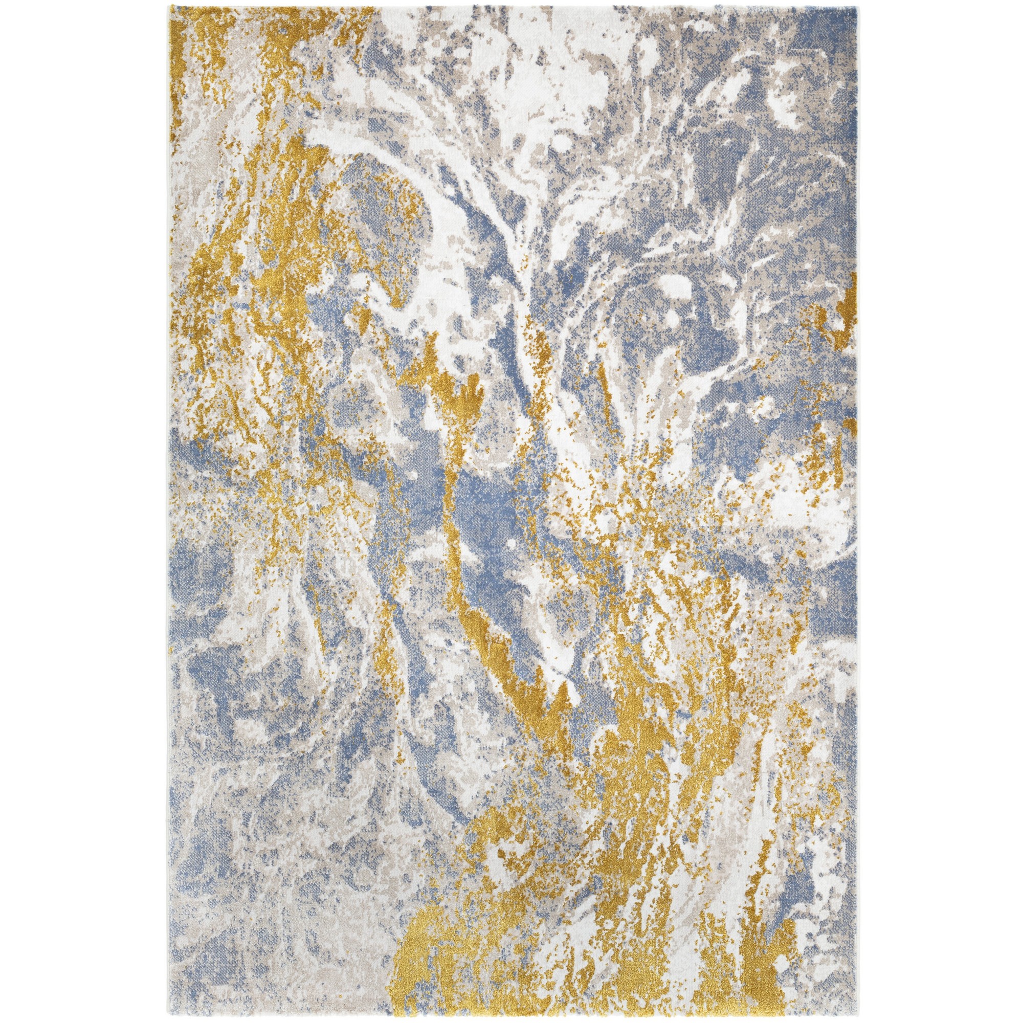 Palazzo Modern Abstract Textured Rug In Denim Blue