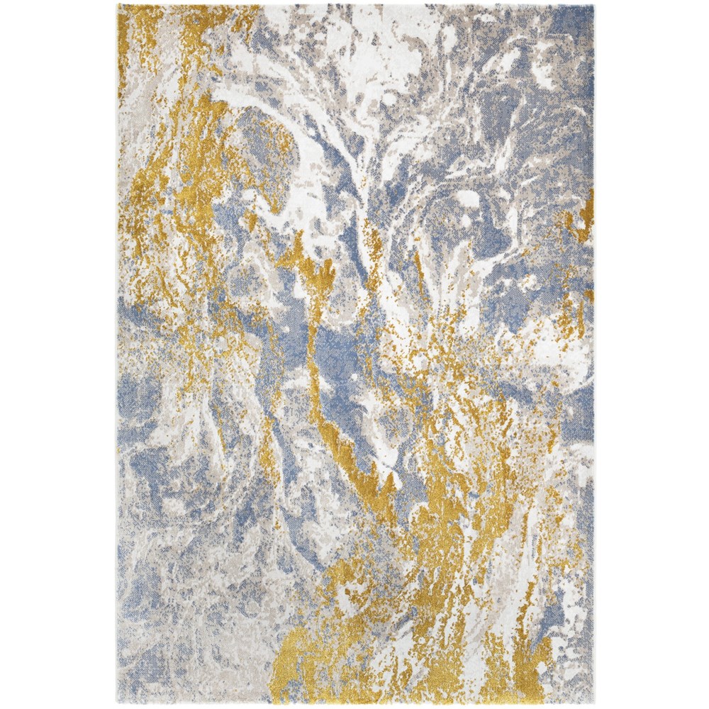 Palazzo Modern Abstract Textured Rug in Denim Blue