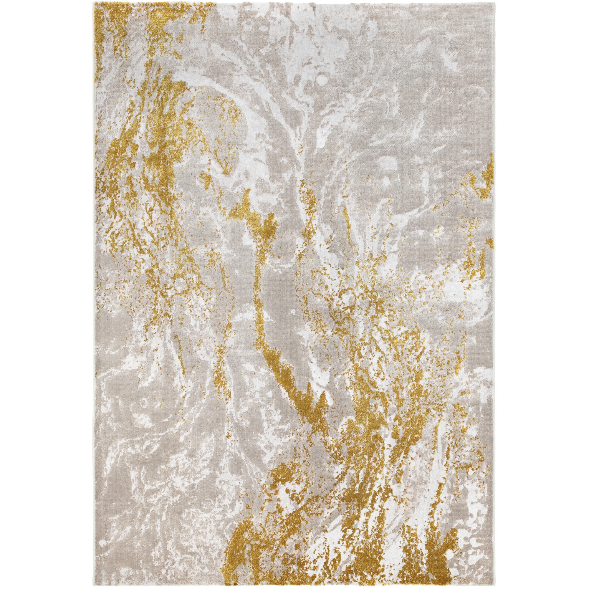 Palazzo Modern Abstract Textured Rug In Ochre Yellow