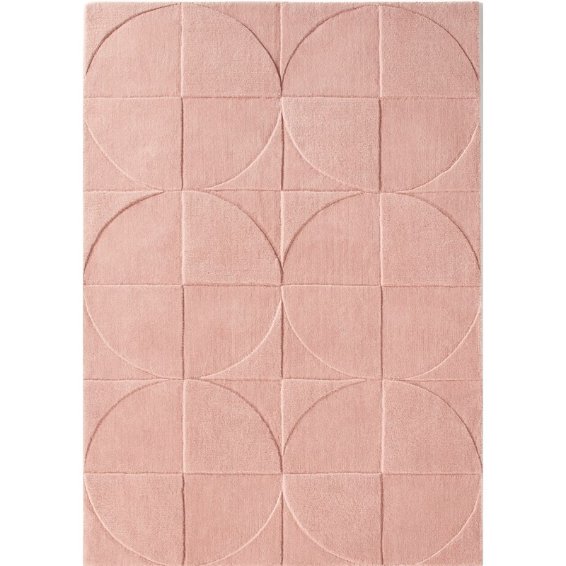 Penny Geometric Wool Rugs in Blush Pink buy online from the rug seller uk