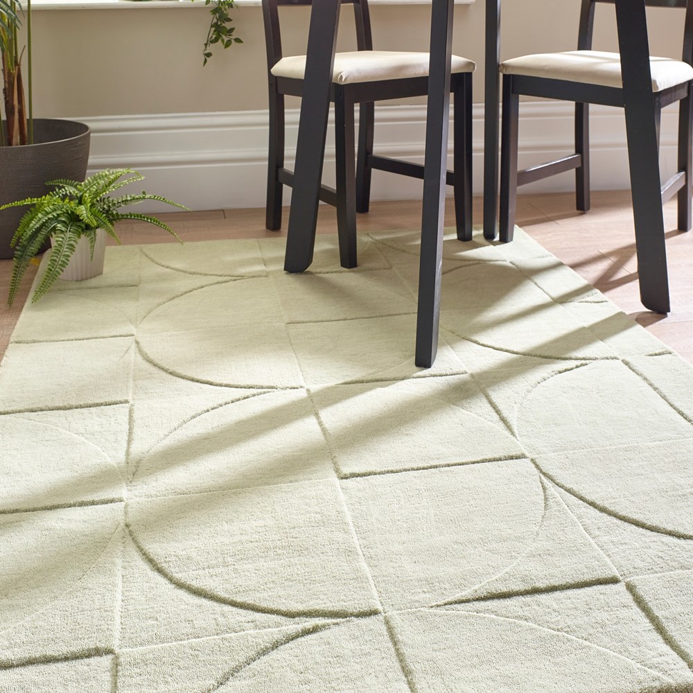 Penny Geometric Wool Rugs in Eucalyptus