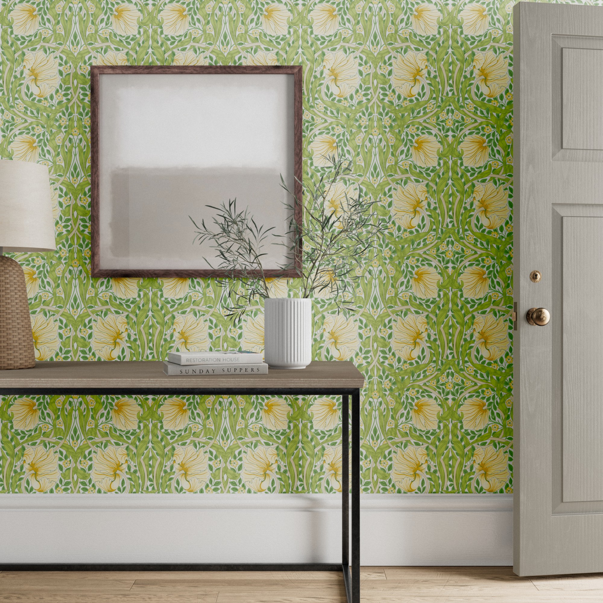 Pimpernel Wallpaper 210386 By Morris Co In Brick Olive Green