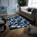 Grey and teal rug