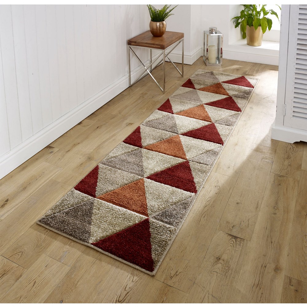 Portland 663 J Geometric Hallway Runner Rugs in Orange Beige buy online ...