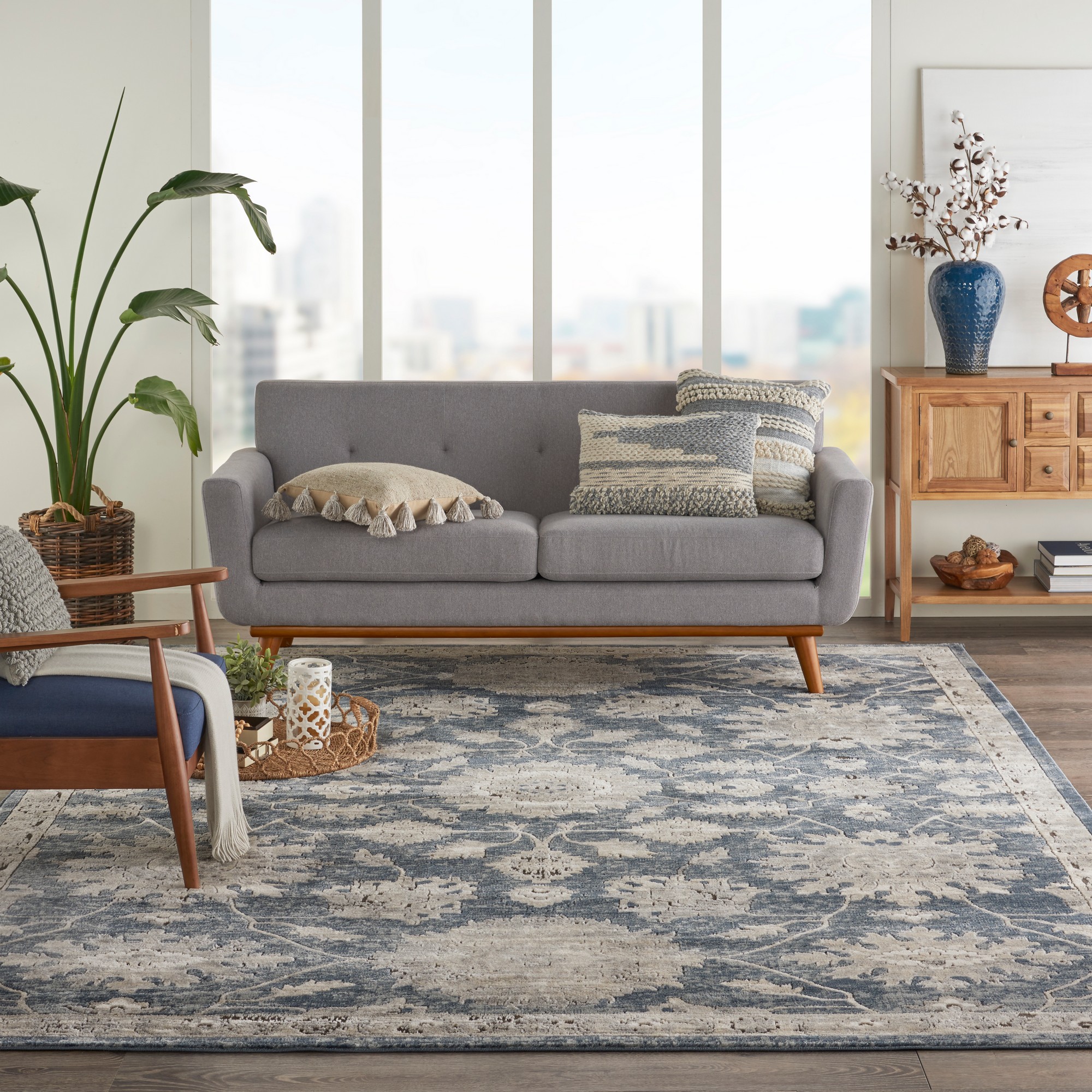 Photos - Area Rug Nourison Quarry Modern Print Rugs QUA06 in Blue Beige by Nourison239x300cm 09944674 