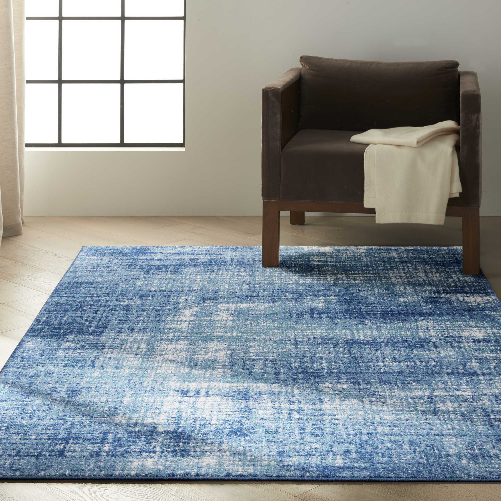 Calvin Klein Abstract Designer Rugs Ck001 River Flow Rfv02 In Teal Ivory Blue