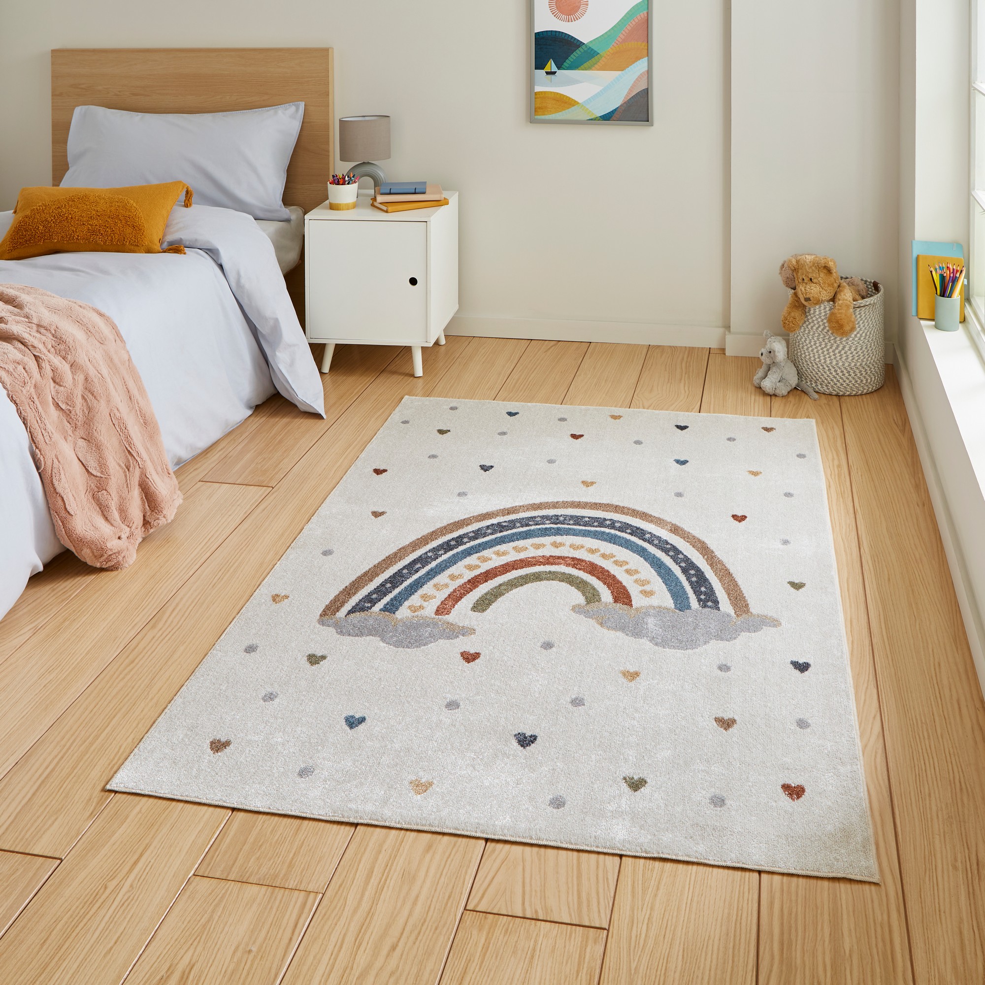 Vida Kids Rainbow Washable Childrens Rugs In Multi