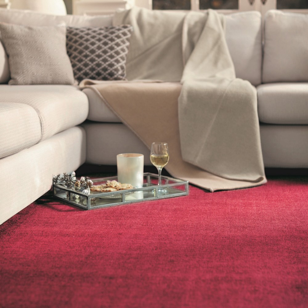 Reef Plain Dye Eco Rugs in Raspberry Red