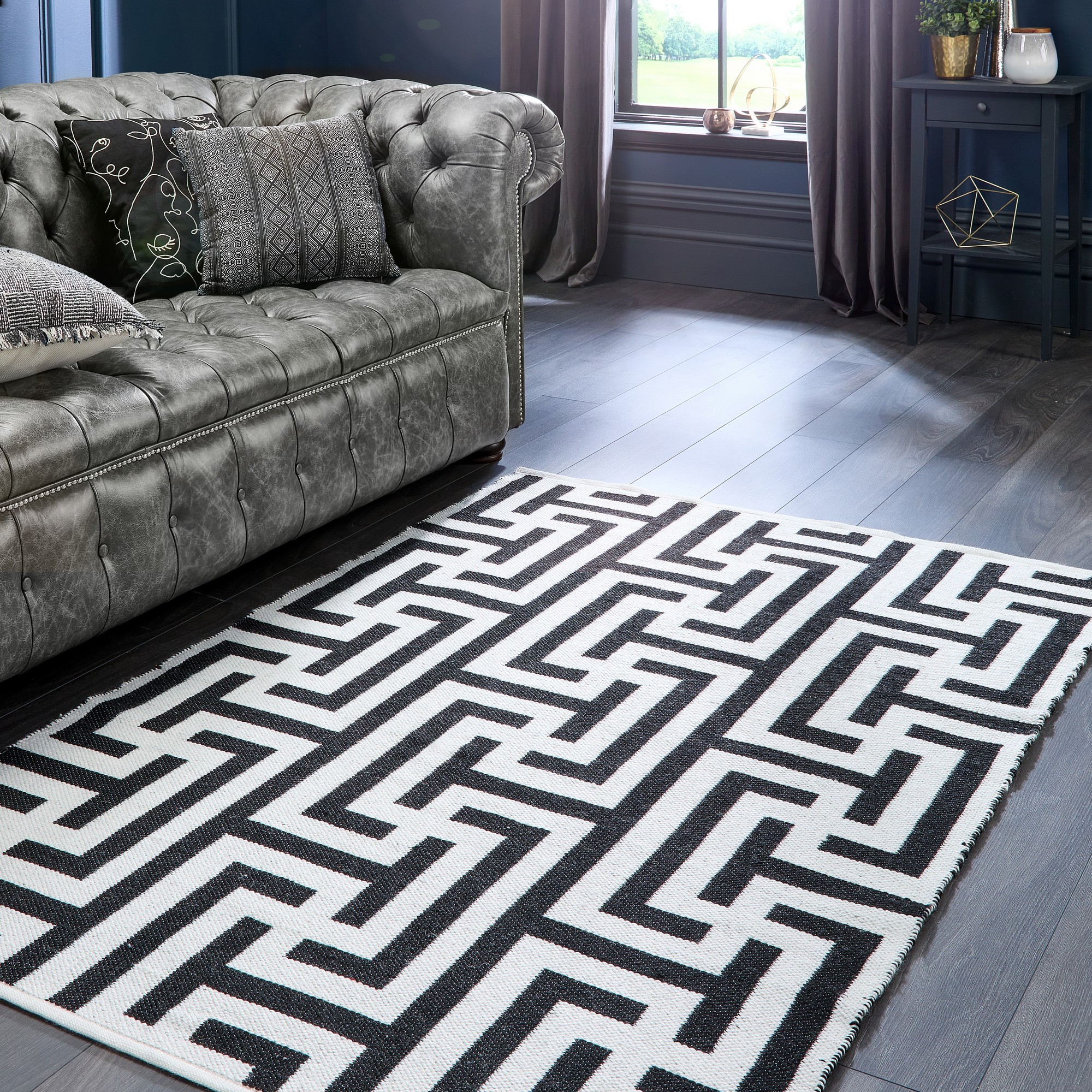 Hug Rug Woven Refine Indoor Outdoor Geometric Rugs In Monochrome