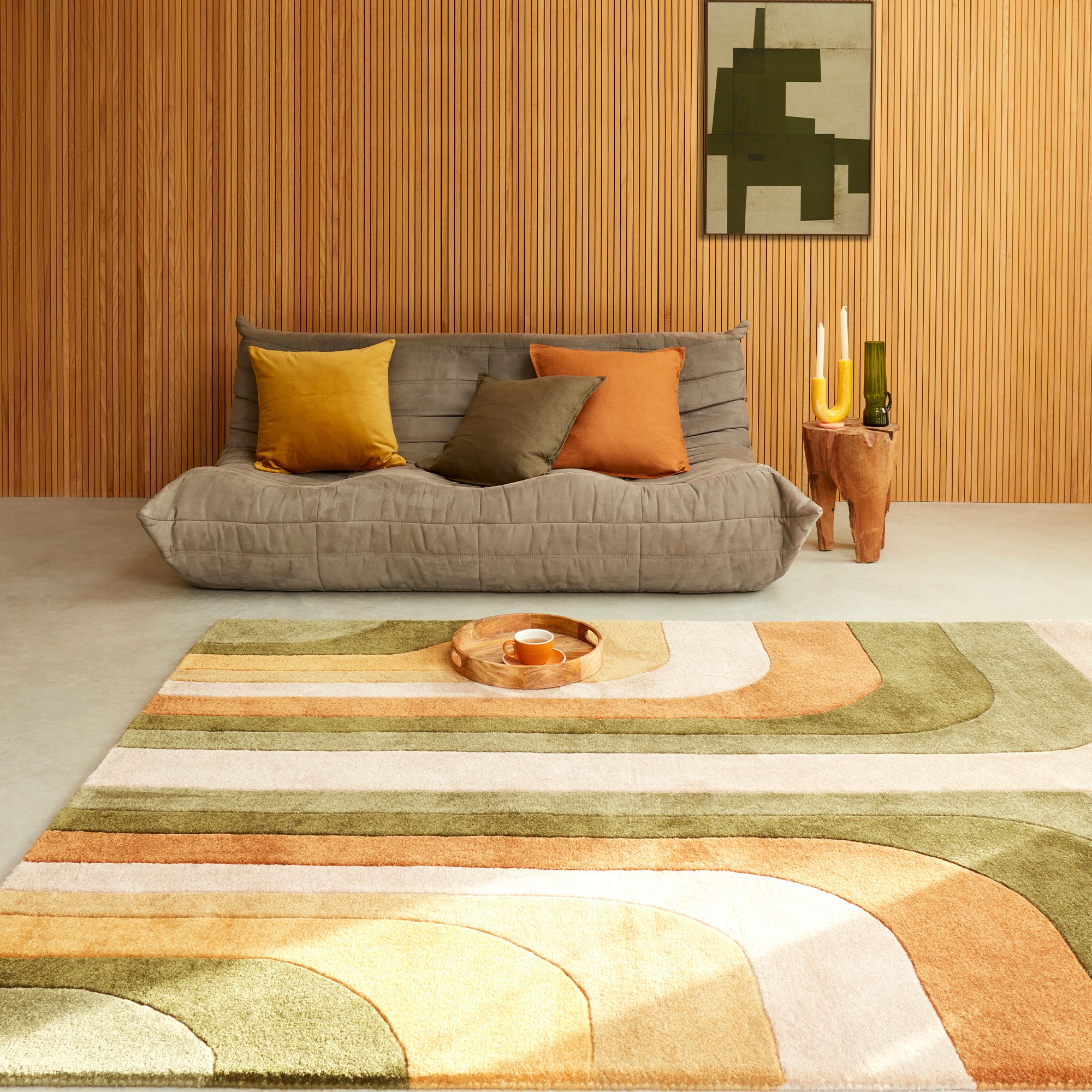 Romy Retro 02 Geometric Modern Rugs In Green