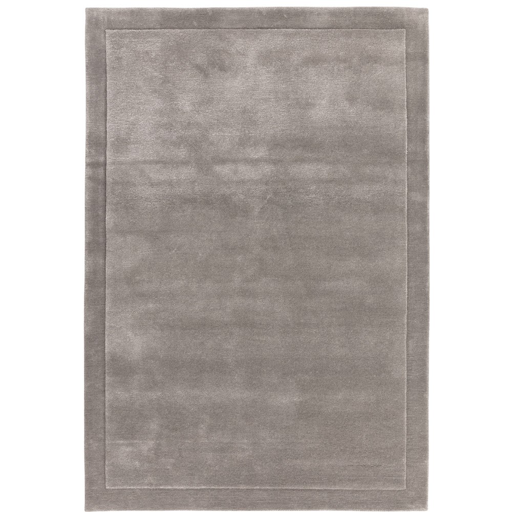 Rise Modern Plain Hand Carved Wool Rugs in Silver Grey