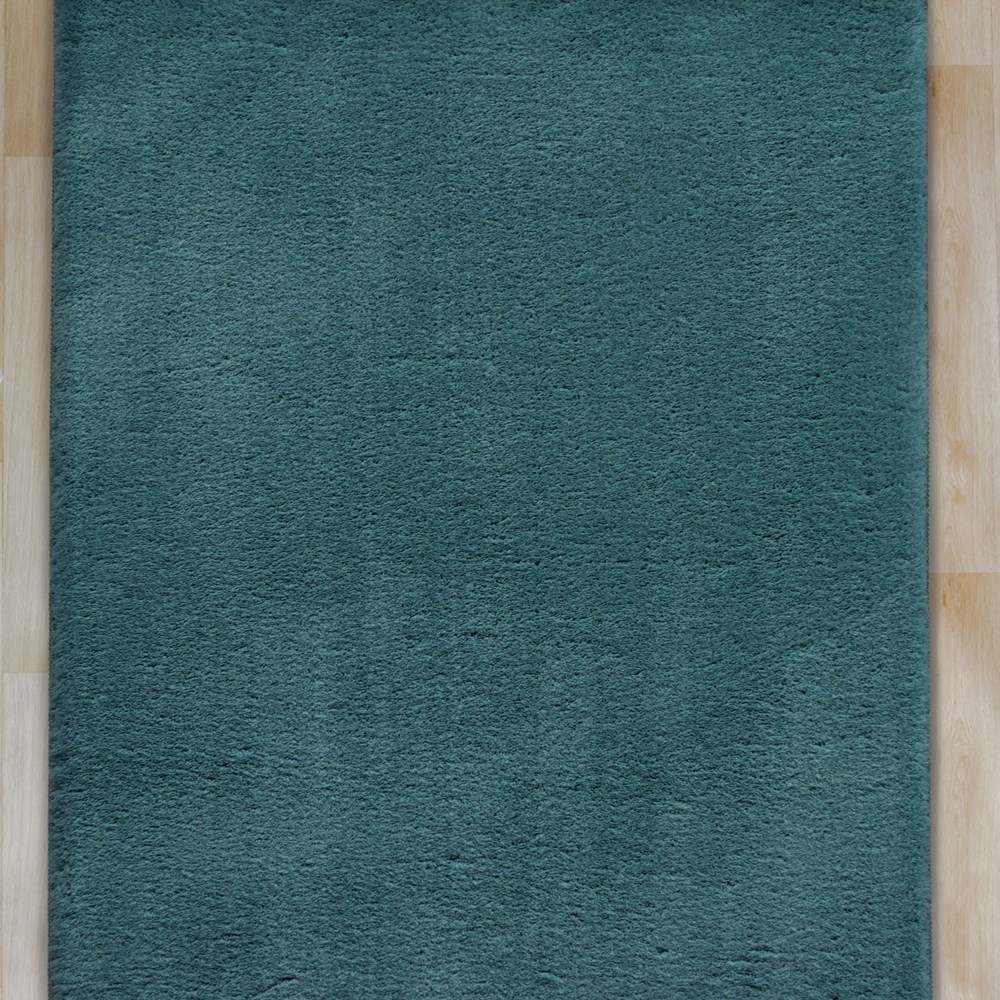 Royale Modern Plain Washable Rugs in Denim Blue