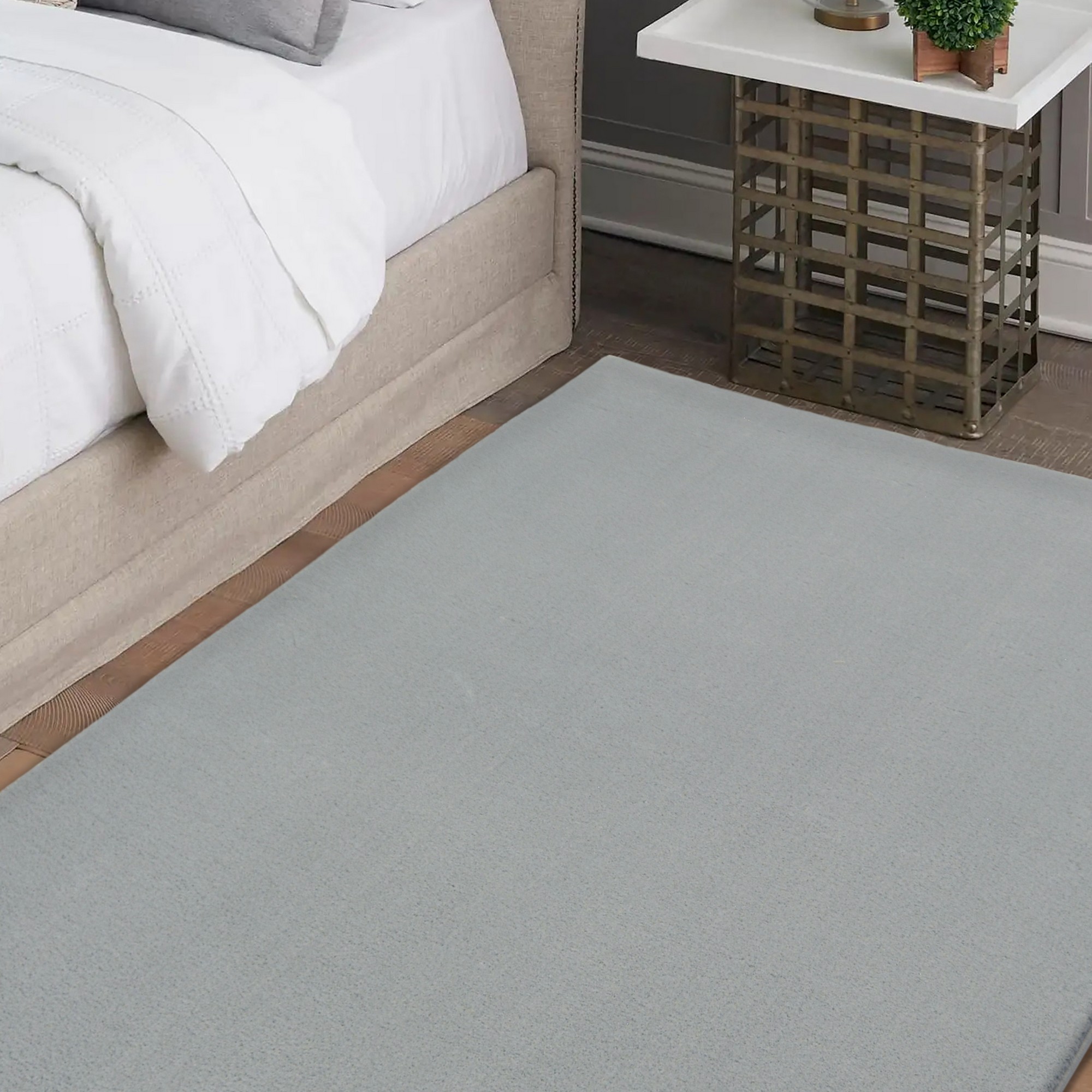 Royale Modern Plain Washable Rugs In Grey