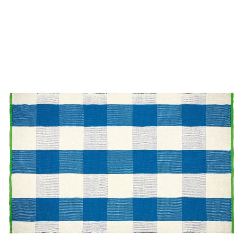 Saliya Check Indoor Outdoor Rug by Designers Guild in Cobalt Blue