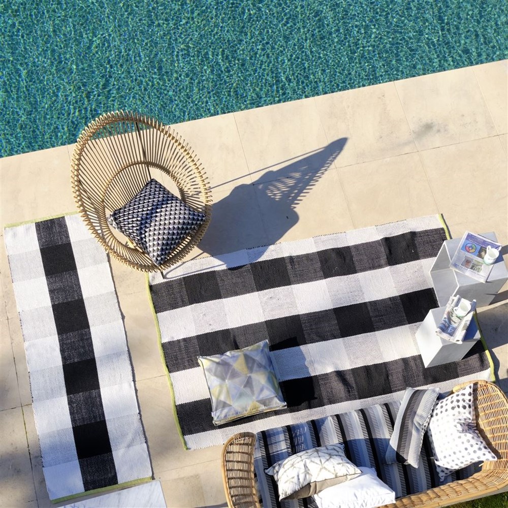 Saliya Check Indoor Outdoor Rug by Designers Guild in Noir Black