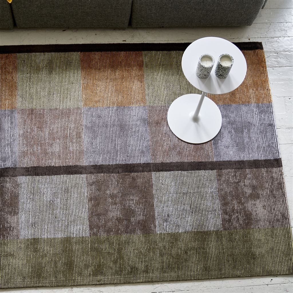 Sarang Geometric Check Rug By Designers Guild In Ochre Yellow