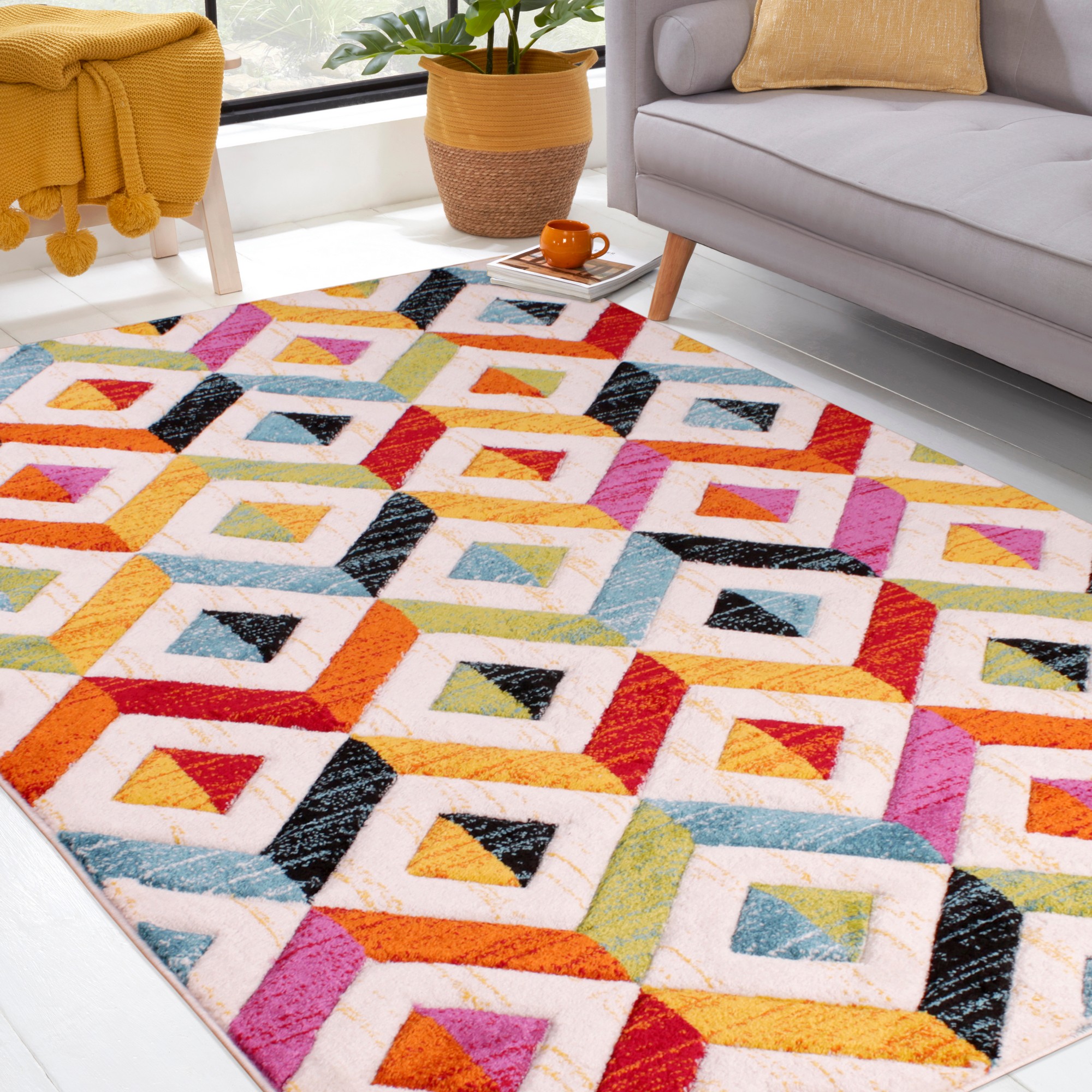 Spectra Sarasota Carved Geometric Modern Rugs In Multi