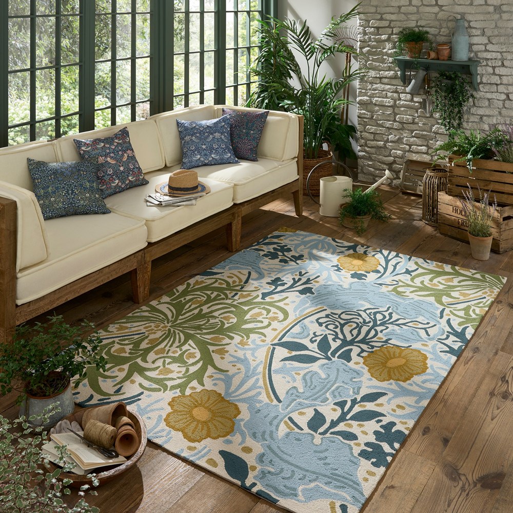 Seaweed Indoor Outdoor Rugs 427008 by Morris & Co in Wandle