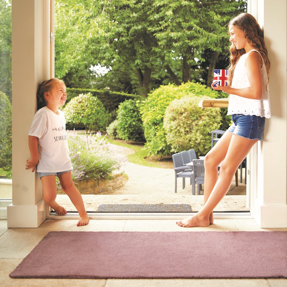 Sense Plain Washable Rug in Rose Pink