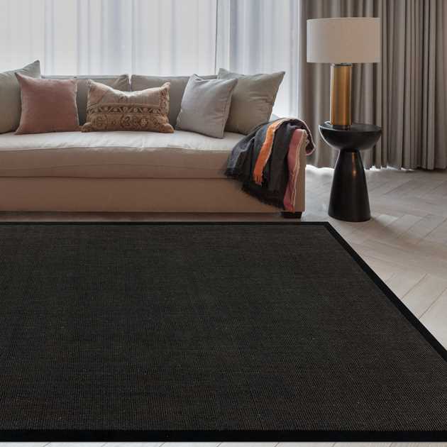 Sisal Rugs in Plain Black - Free UK Delivery - The Rug Seller