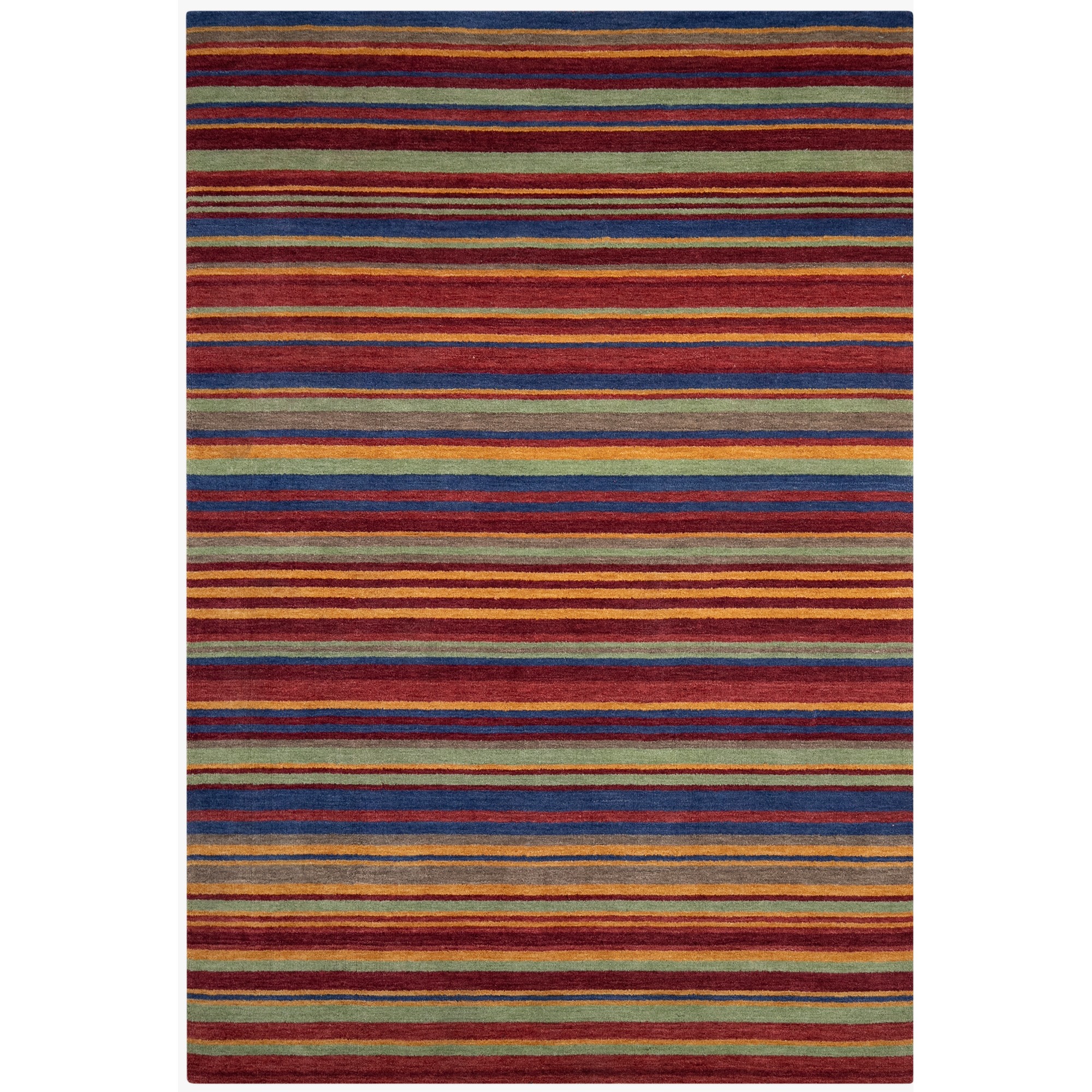 Spice Stripe Hand Loom Wool Rug In Chilli Red