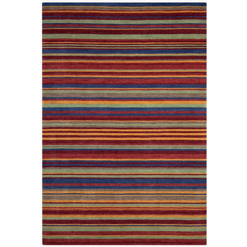 Spice Stripe Hand Loom Wool Rug in Chilli Red