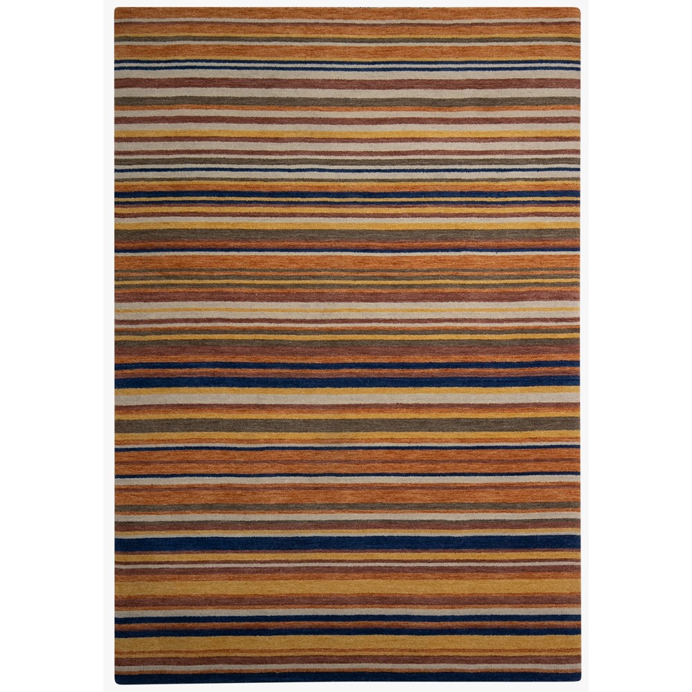 Spice Stripe Hand Loom Wool Rug in Paprika Orange