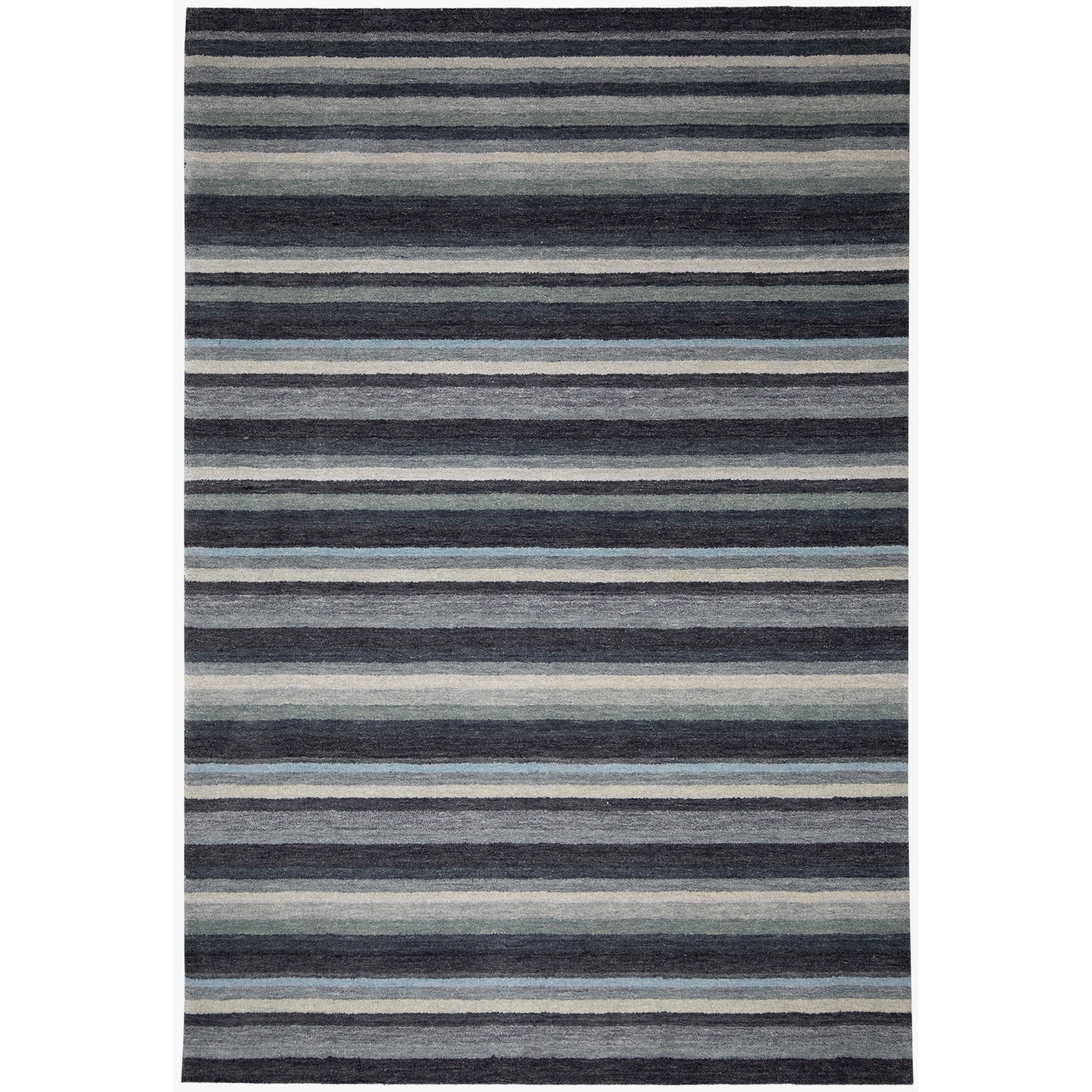 Spice Stripe Hand Loom Wool Rug In Pepper Blue