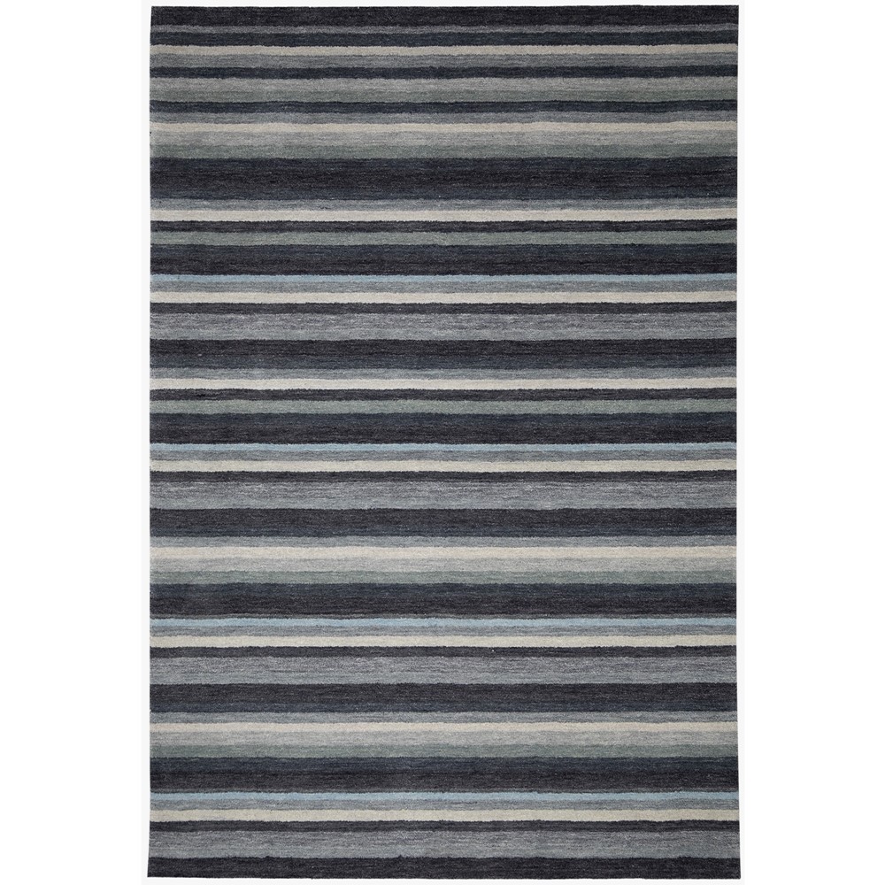 Spice Stripe Hand Loom Wool Rug in Pepper Blue