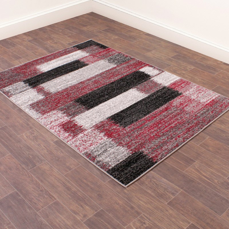 Spirit Mosaic Abstract Rugs in Red buy online from the rug seller uk