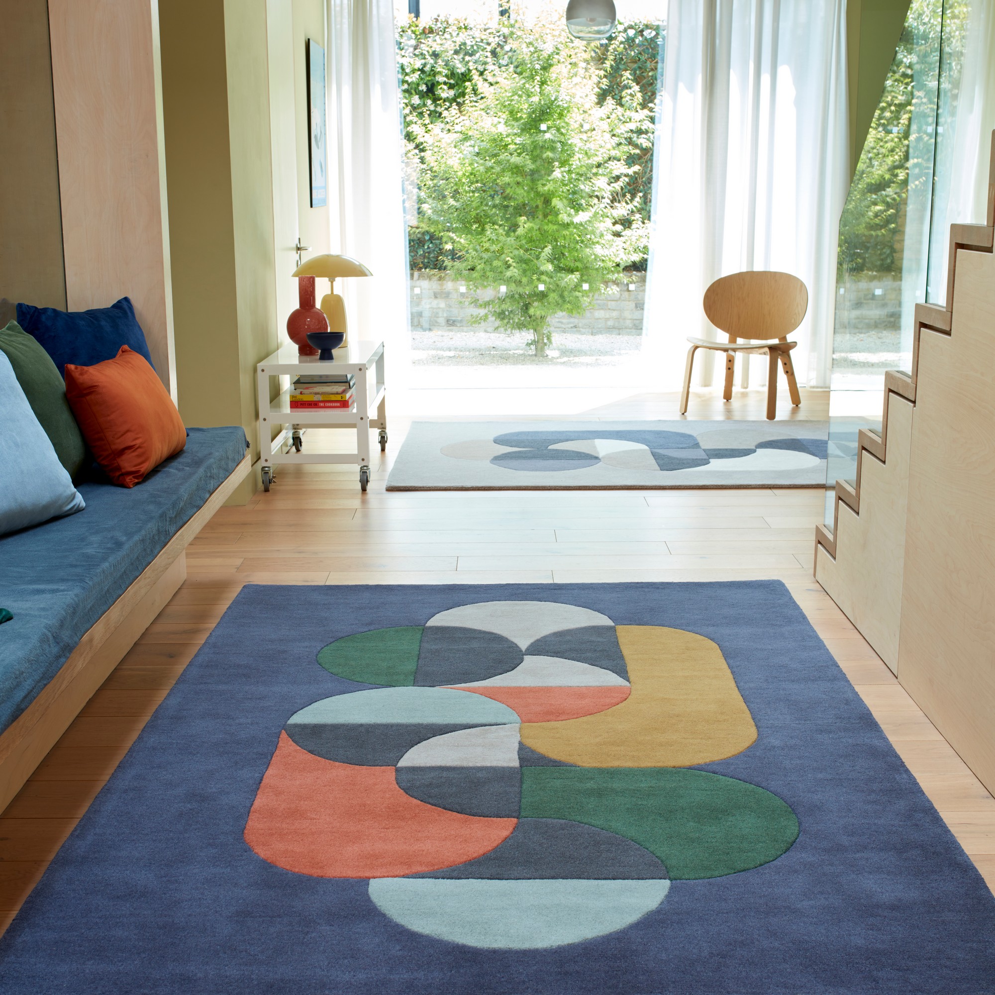 Matrix Statement Max91 Wool Geometric Rugs In Navy Blue