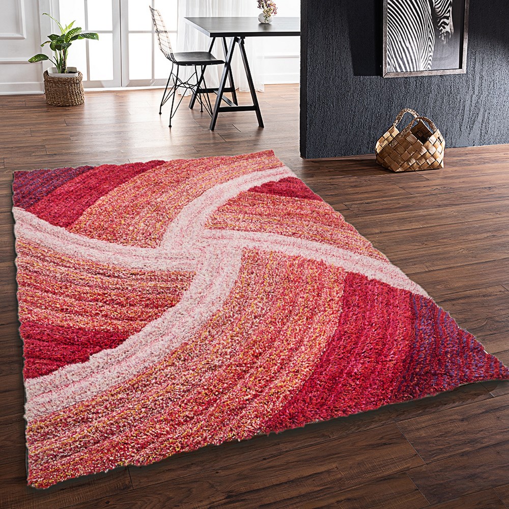 Stella 3D Shaggy Abstract Modern Rugs in Blush