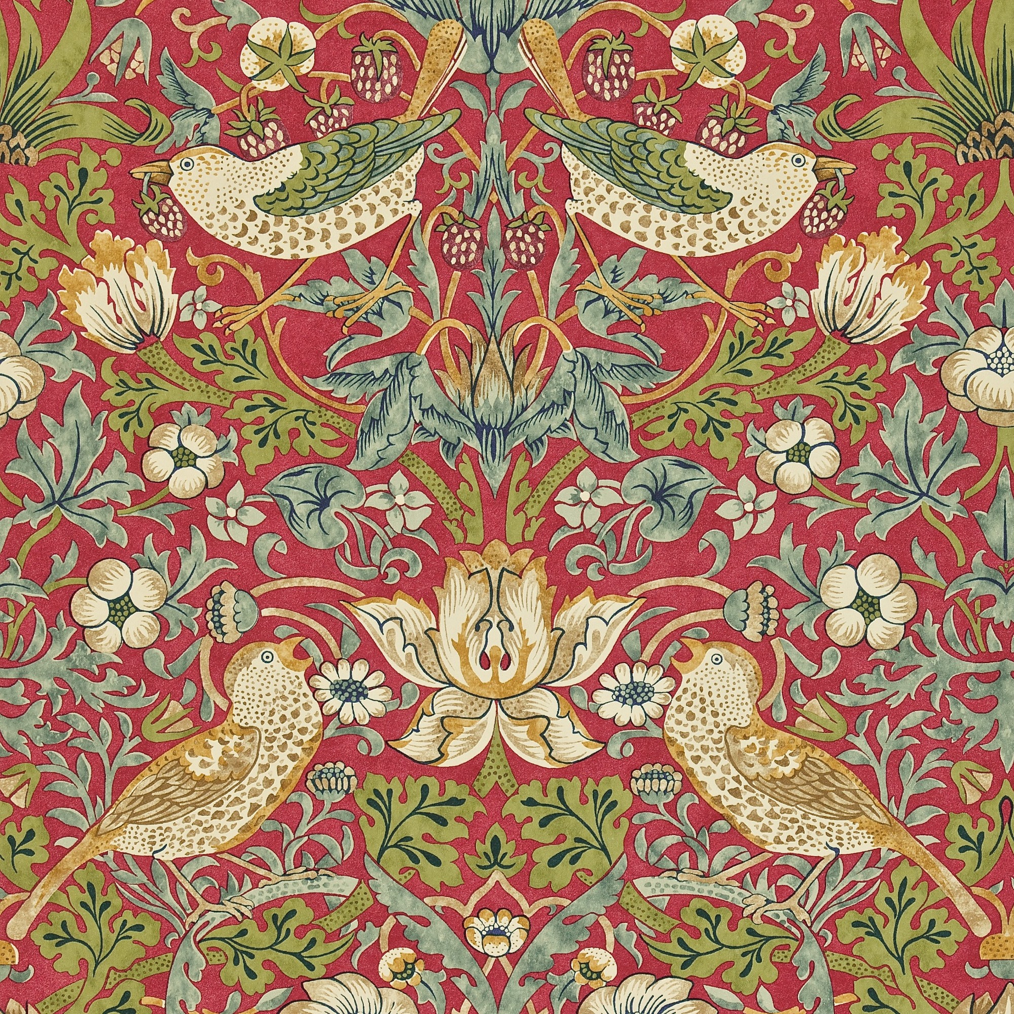 Strawberry Thief Wallpaper 212564 by Morris & Co in Indigo Mineral buy ...